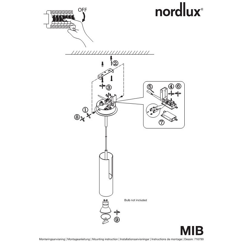 Lampa wisząca tuba Mib 6cm biała | Design For The People
