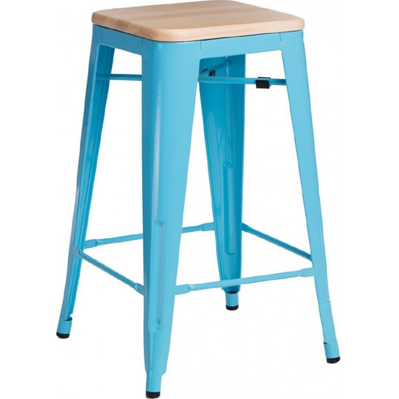 Hoker metalowy Paris Wood | Niebieski/Sosna | D2.Design