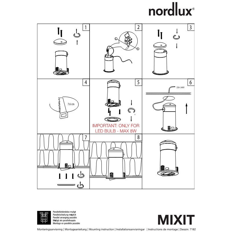 Oprawa Mixit IP23 Nordlux - Stal Szczotkowana | Downlight GU10