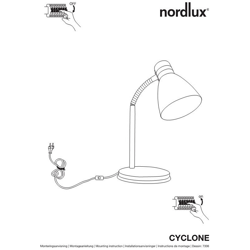 Lampa biurkowa Cyclone czarna | Nordlux - Regulowana i stylowa