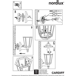 Kinkiet zewnętrzny retro Cardiff czarny - Nordlux | Oświetlenie