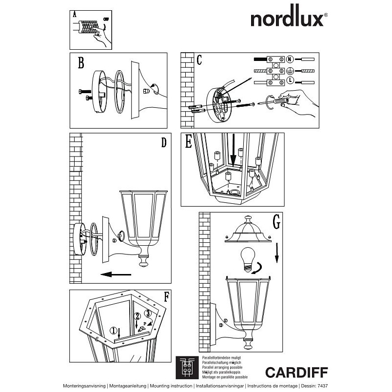 Kinkiet zewnętrzny retro Cardiff czarny - Nordlux | Oświetlenie