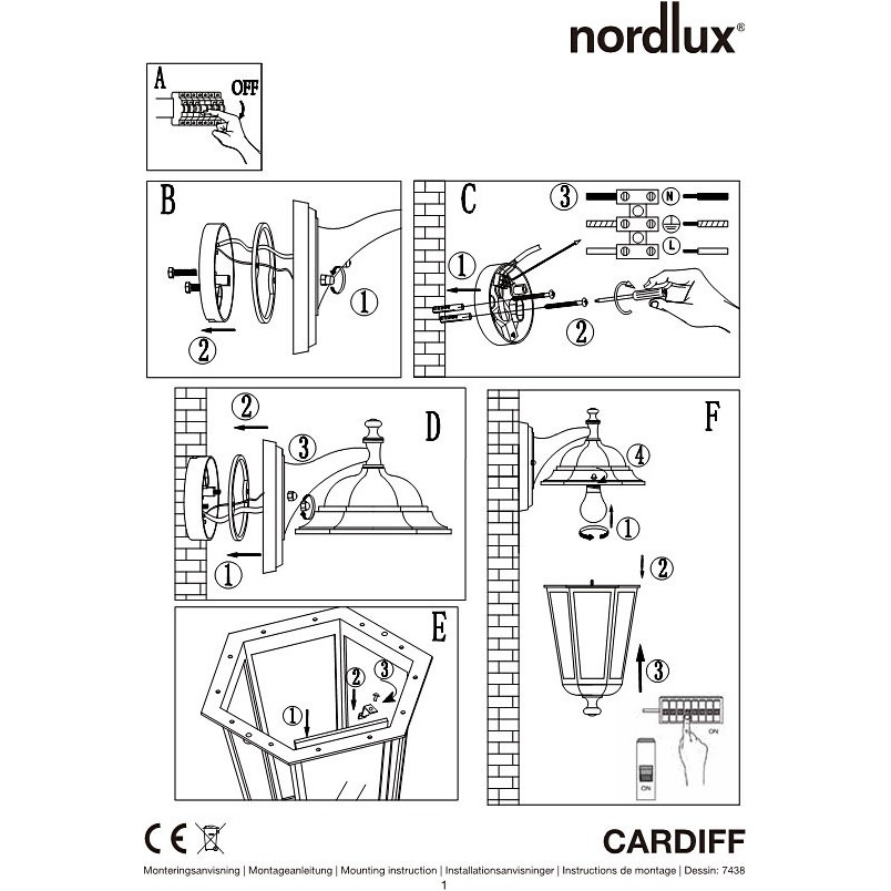 Kinkiet zewnętrzny Nordlux Cardiff - Retro, czarny | Sklep z lampami