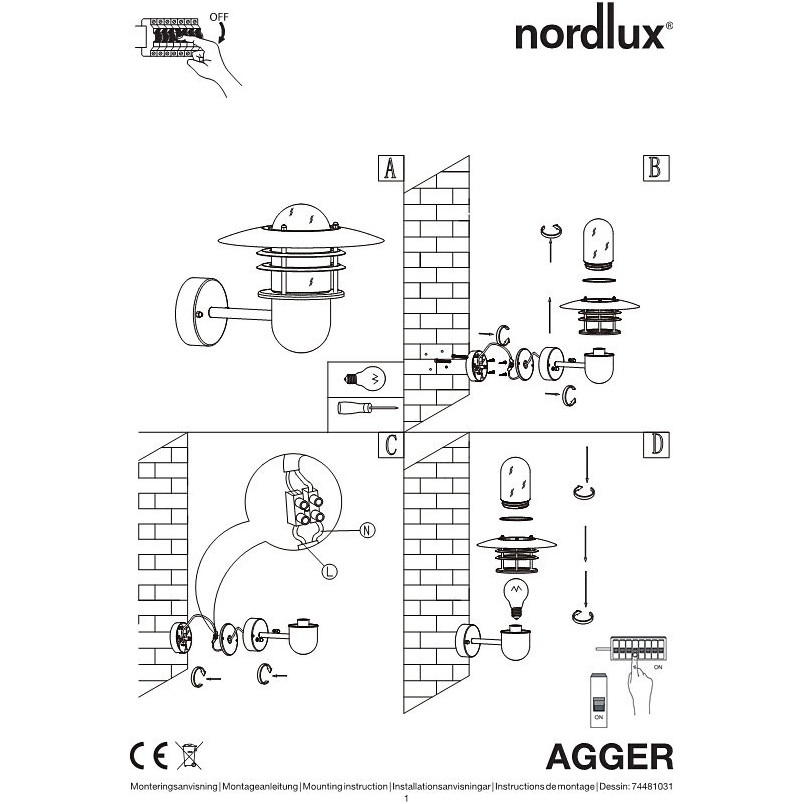 Kinkiet zewnętrzny Nordlux Agger - Srebrna latarnia LED