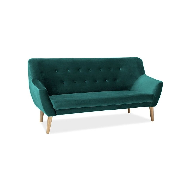 Sofa welurowa 3-osobowa Signal Nordic Velvet 180cm - Zielona