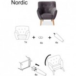 Sofa welurowa 3-osobowa Signal Nordic 180cm - Granatowa