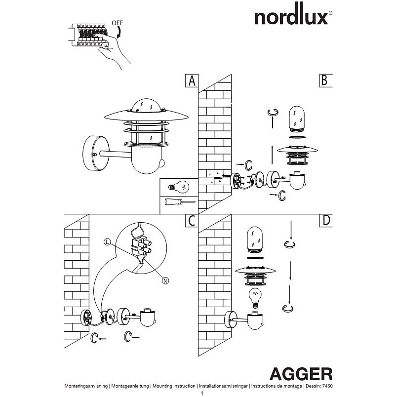 Kinkiet zewnętrzny Nordlux Agger z czujnikiem | Oświetlenie Ogrodowe