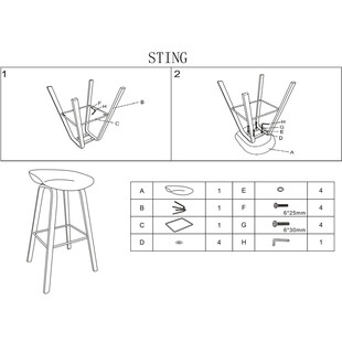 Stołek barowy Signal Sting | Skandynawski design, 76cm
