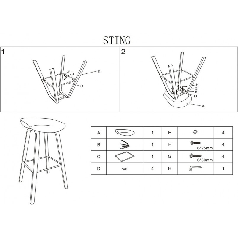 Stołek barowy Signal Sting | Skandynawski design, 76cm