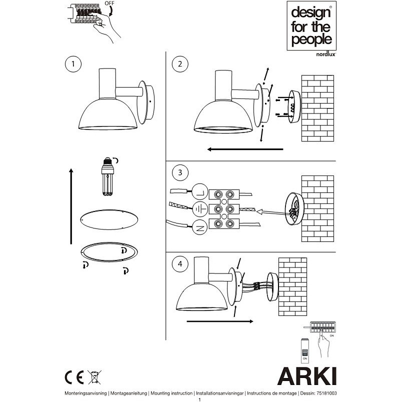 Kinkiet zewnętrzny Arki czarny - Design For The People