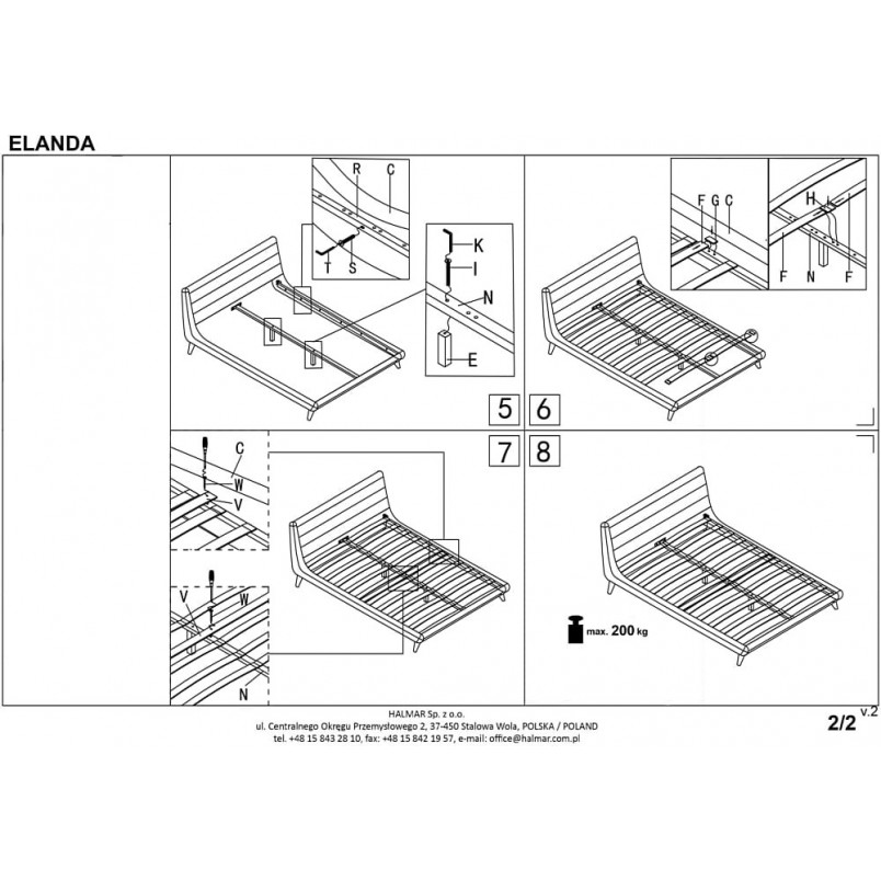 Łóżko Elanda 160x200 Halmar - Tapicerowane, Szare - Komfortowy Sen