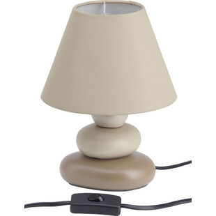 Lampa stołowa Paolo - Brązowa, ceramiczna z abażurem | Brilliant