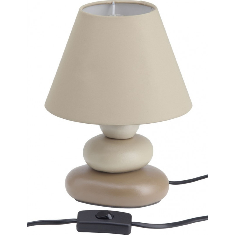 Lampa stołowa Paolo - Brązowa, ceramiczna z abażurem | Brilliant