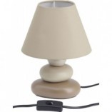 Lampa stołowa Paolo - Brązowa, ceramiczna z abażurem | Brilliant