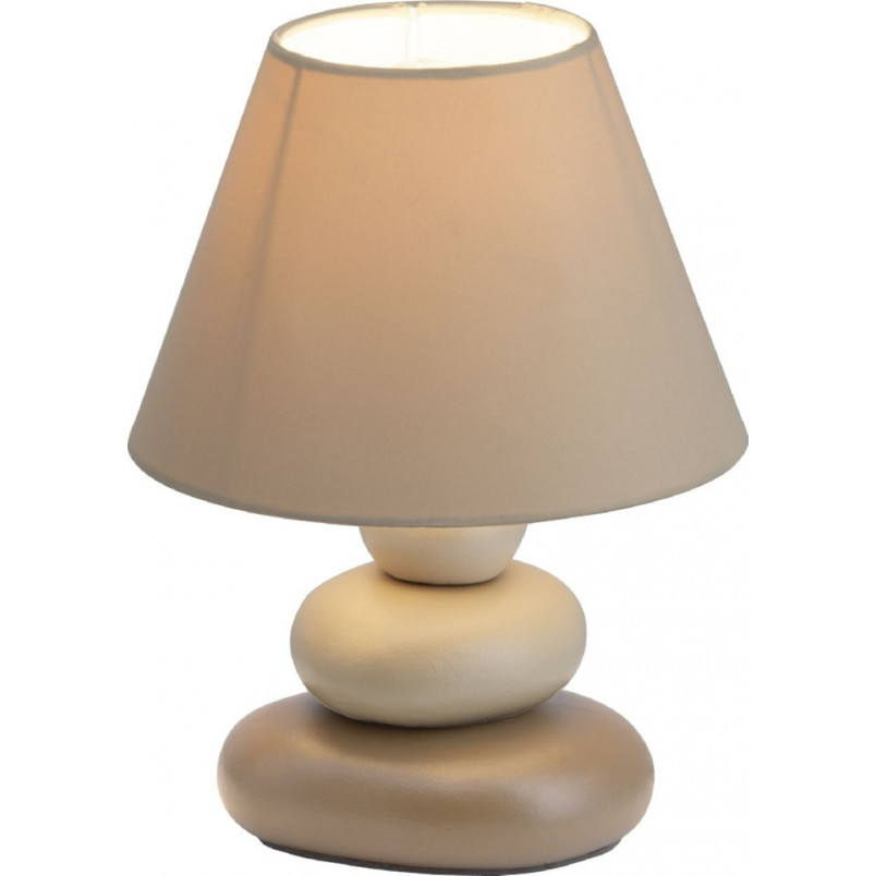 Lampa stołowa Paolo - Brązowa, ceramiczna z abażurem | Brilliant