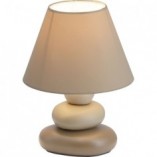 Lampa stołowa Paolo - Brązowa, ceramiczna z abażurem | Brilliant