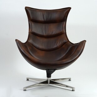Fotel skórzany wypoczynkowy LUXOR ciemno brązowy marki Halmar