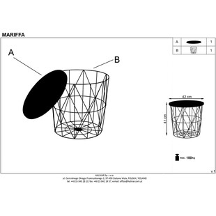 Stolik okrągły Halmar Mariffa 42cm - Czarny/Popielaty | Meble Halmar