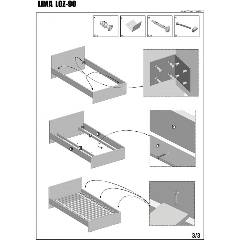 Łóżko jednoosobowe Lima 90x200 Halmar - Białe | Sklep meblowy