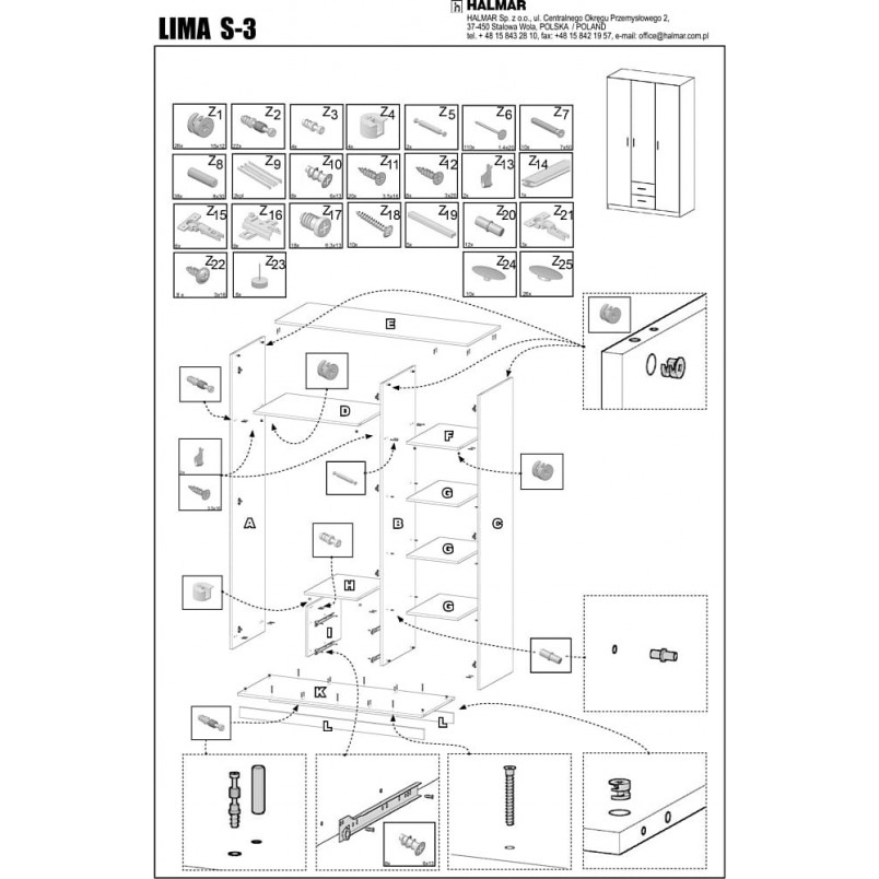 Szafa Lima 120cm dąb sonoma Halmar - Funkcjonalność i styl