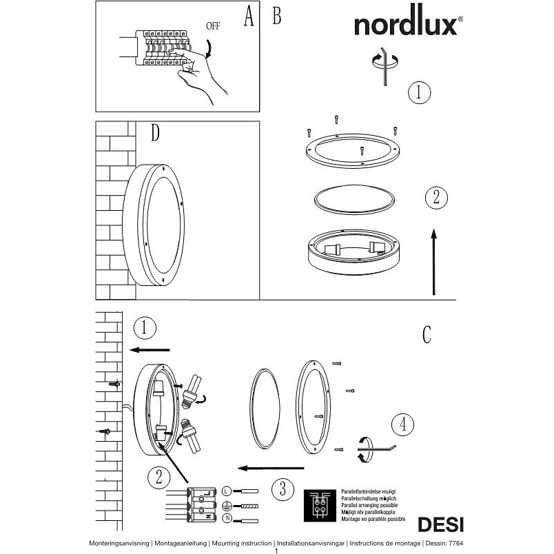 Plafon zewnętrzny Desi czarny Nordlux | Oświetlenie ogrodu