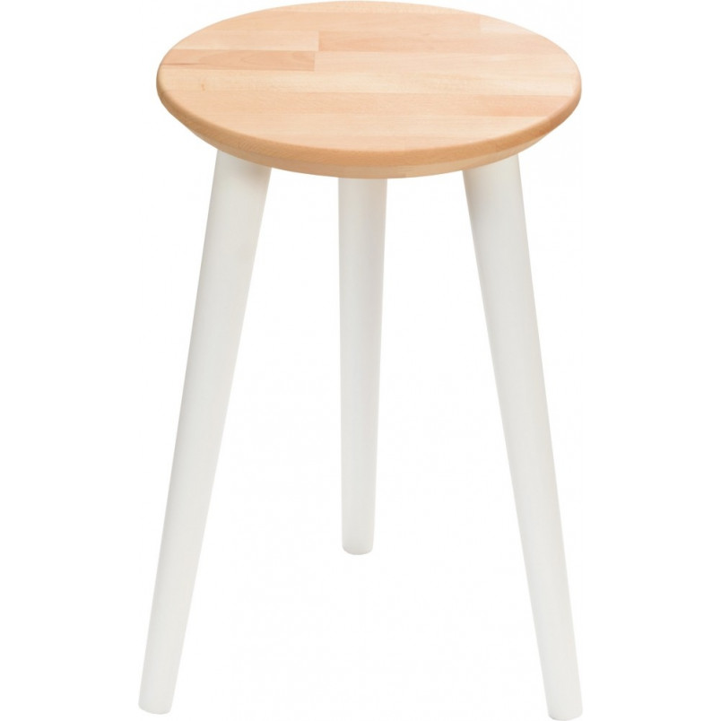 Taboret drewniany biały MoonWood | Elegancki i funkcjonalny