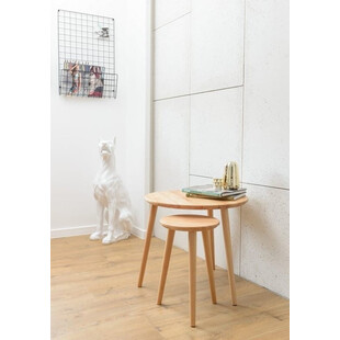 Taboret drewniany biały MoonWood | Elegancki i funkcjonalny