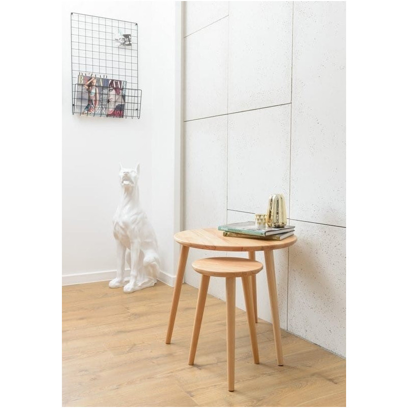 Taboret drewniany biały MoonWood | Elegancki i funkcjonalny