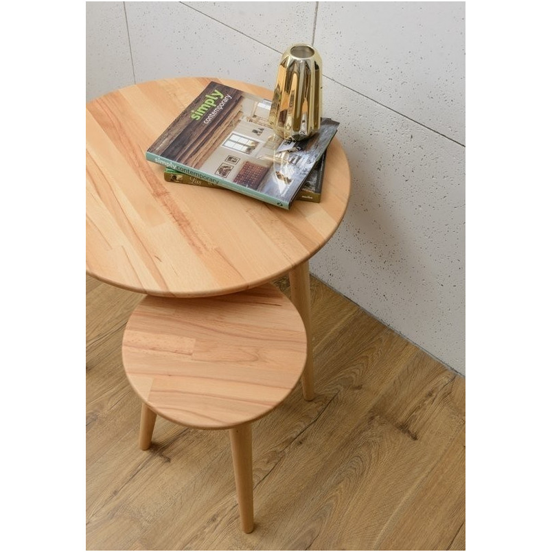 Taboret drewniany biały MoonWood | Elegancki i funkcjonalny