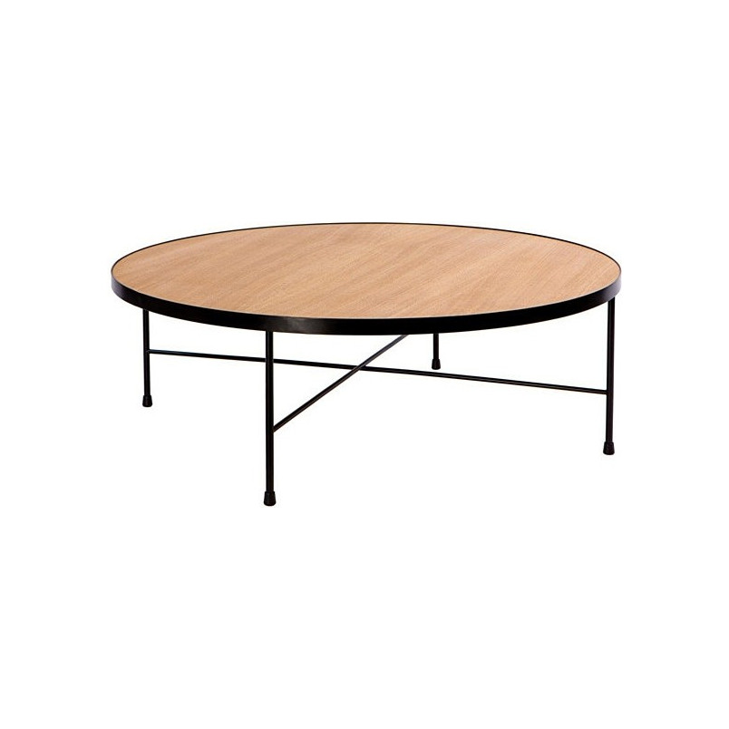 Stolik kawowy industrialny Tre 90cm Nordifra - Dąb/Czarny