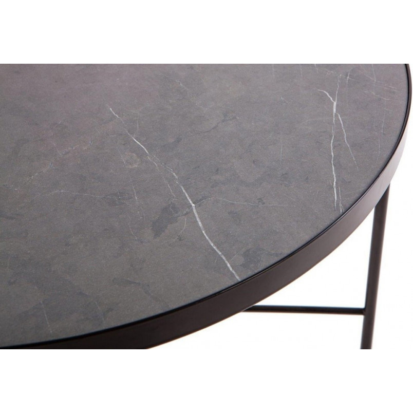 Stolik kawowy loft Tre 60cm Nordifra - Marmur i Czarny