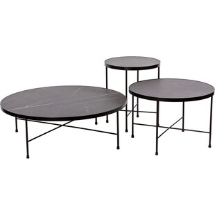 Stolik kawowy loft Tre 60cm Nordifra - Marmur i Czarny