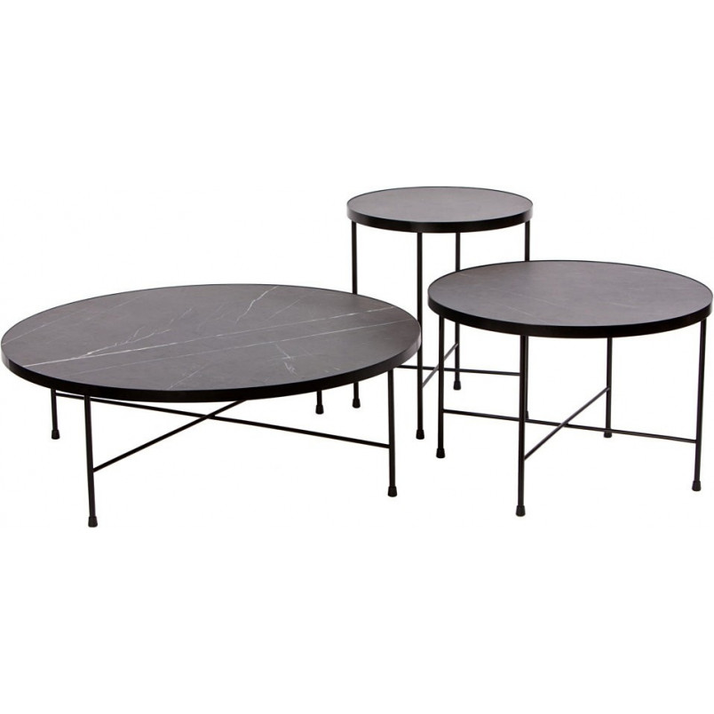 Stolik kawowy loft Tre 60cm Nordifra - Marmur i Czarny