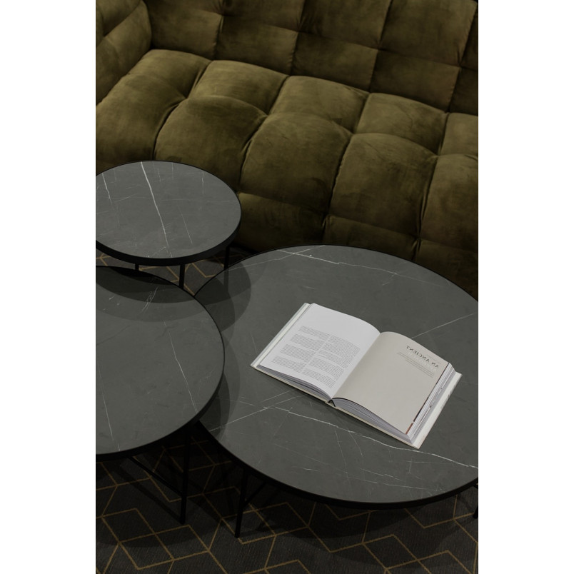 Stolik kawowy loft Tre 60cm Nordifra - Marmur i Czarny