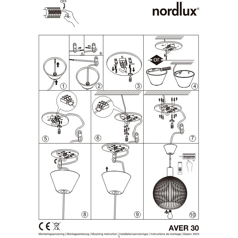 Lampa wisząca czarna AVER - Design For The People | Loftowa Kula