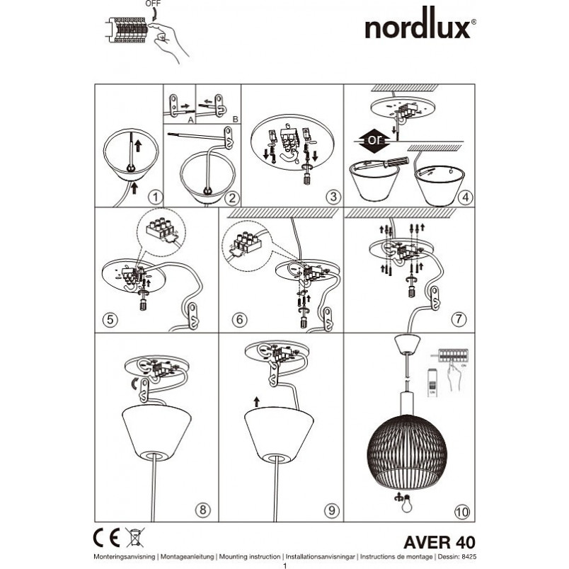 Lampa wisząca czarna AVER - Design For The People | Loftowa kula