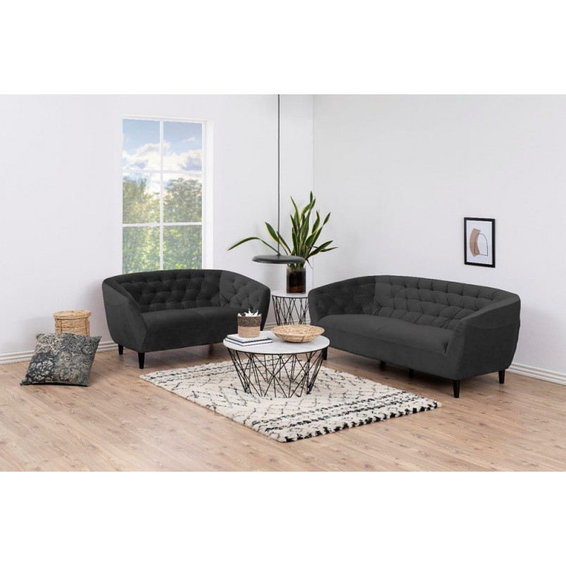 Sofa welurowa 2-os. Ria Actona | Szara, 150cm - Stylowy salon