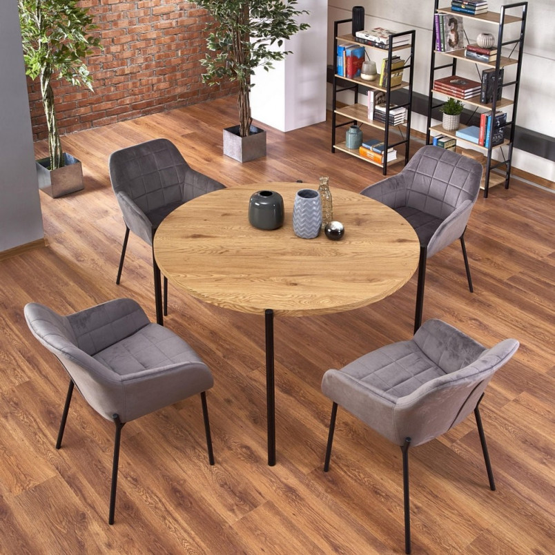 Stół okrągły loft Morgan 120cm Halmar - Dąb Złoty/Czarny
