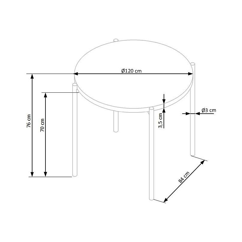 Stół okrągły loft Morgan 120cm Halmar - Dąb Złoty/Czarny