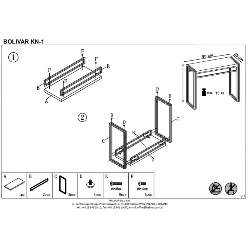 Konsola Bolivar 90cm Halmar | Industrialny Design