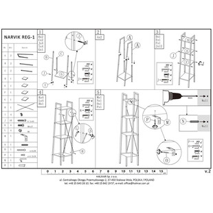 Regał Industrialny Narvik 148cm - Halmar | Dąb Sonoma/Czarny