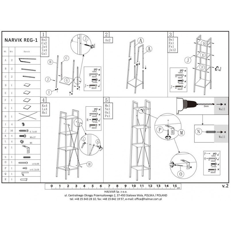 Regał Industrialny Narvik 148cm - Halmar | Dąb Sonoma/Czarny