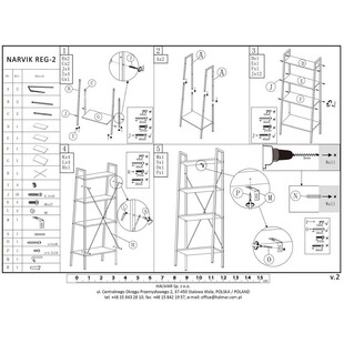 Regał industrialny Narvik 2 Halmar | 148cm, dąb sonoma/czarny