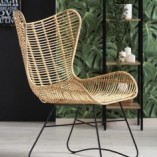 Fotel rattanowy Indiana Halmar - Jasne drewno, styl boho