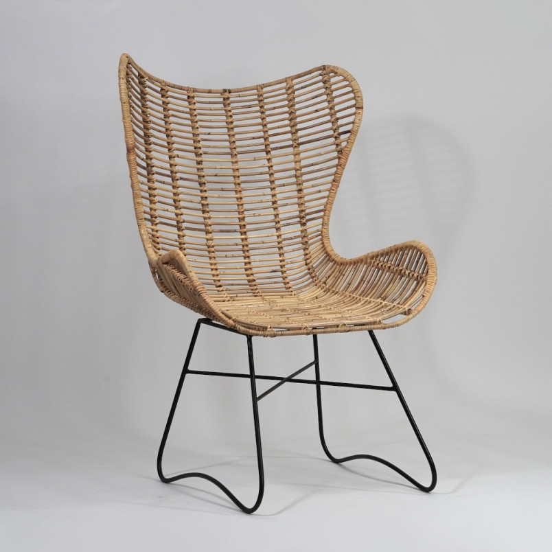 Fotel rattanowy Indiana Halmar - Jasne drewno, styl boho