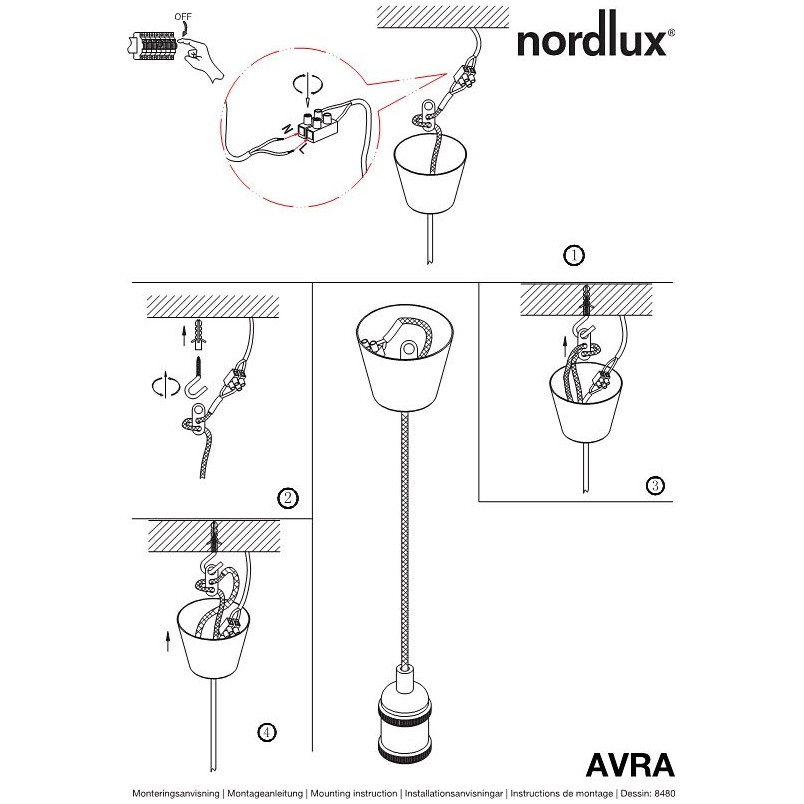 Lampa wisząca mosiądz Nordlux Avra - Industrialny styl