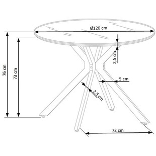 Stół szklany okrągły Avelar 120cm czarny Halmar - Kup teraz!