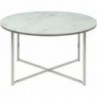 Nowoczesny Okrągły stolik kawowy z marmurowym blatem Alisma 80 srebrny Actona do salonu