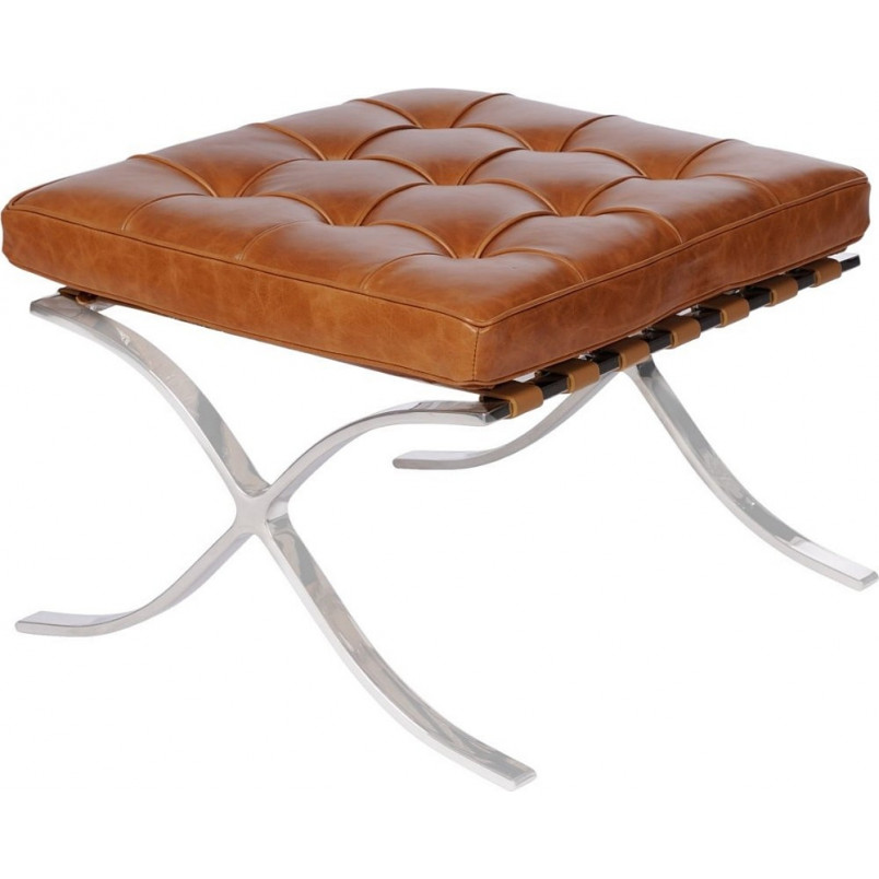 Podnóżek skórzany pikowany Barcelon Vintage | D2.Design