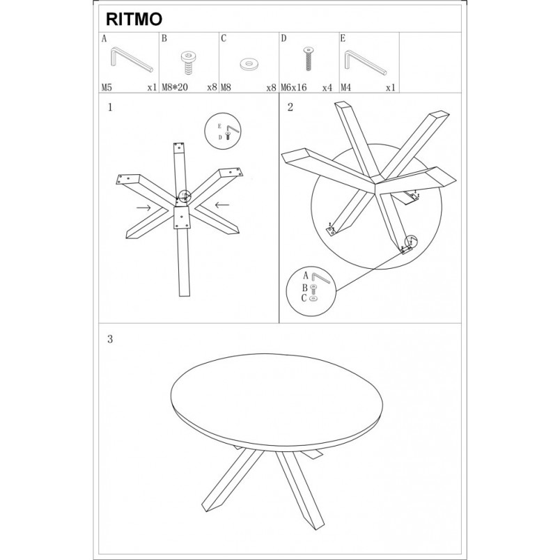 Stół okrągły loft Ritmo 120cm Signal - Stylowy design